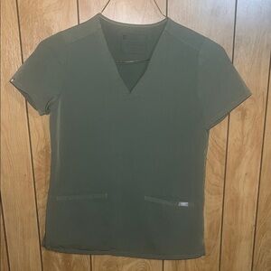 Figs Olive Green V-Neck Women's Scrub Top